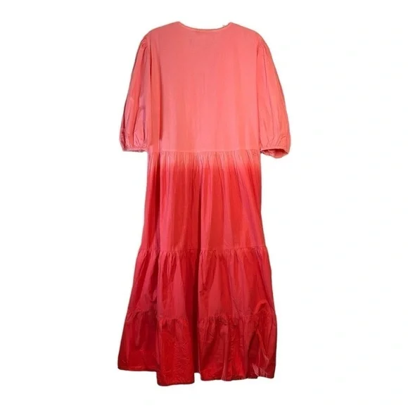 Oliphant Puff V-Neck Maxi in Ombré Red NWT